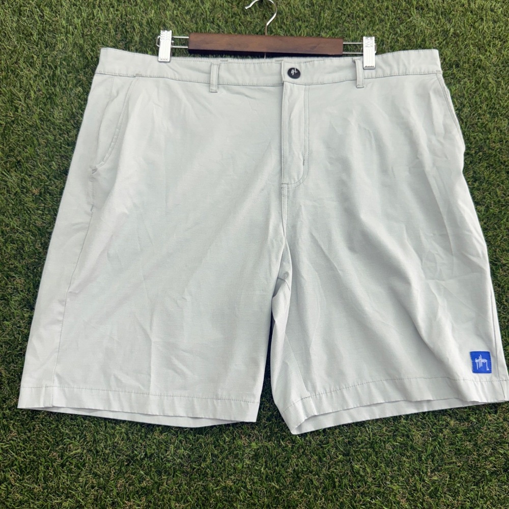 Guy Harvey Mens Performance Fishing Shorts Light Grey Stretch‎ Size 40
